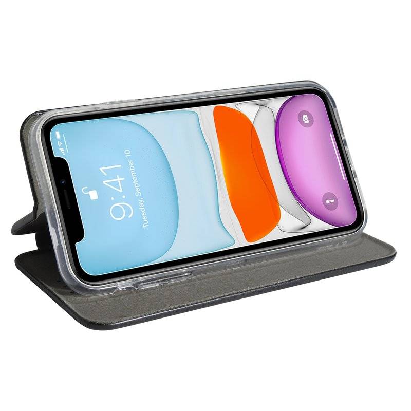 Buch Tasche "Elegance" für iPhone 11 Handy Hülle Etui Brieftasche Schutzhülle mit Standfunktion, Kartenfach Schwarz