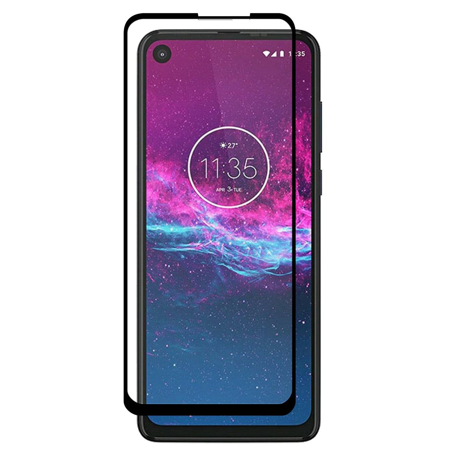 cofi1453® 5D Schutz Glas kompatibel mit MOTOROLA ONE ACTION Curved Schutz Folie Vollständig Klebend und Abdeckung