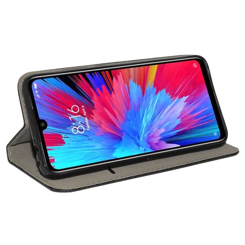 Buch Tasche "Smart" kompatibel mit XIAOMI REDMI NOTE 7 Handy Hülle Brieftasche Schutzhülle mit Standfunktion in Schwarz