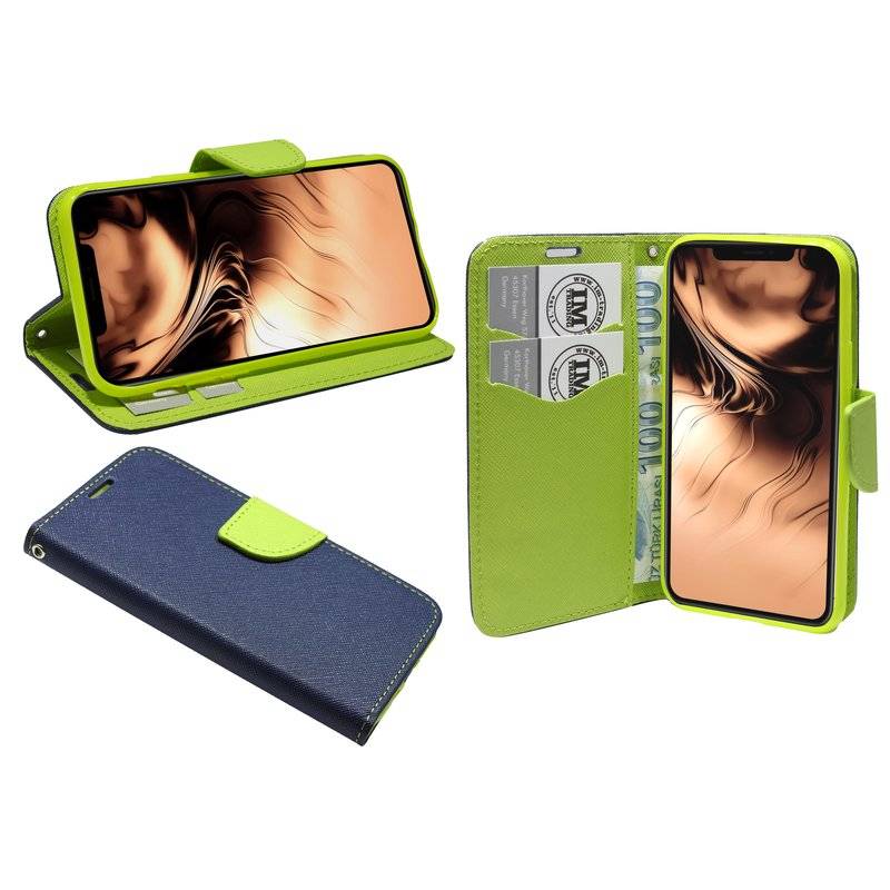 Buch Tasche Fancy für iPhone 11 Handy Hülle Etui Brieftasche Schutzhülle mit Standfunktion, Kartenfach Blau Grün