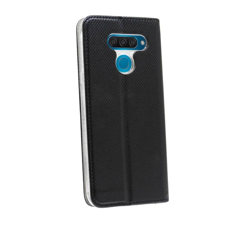 Buch Tasche "Smart" für LG Q60 Handy Hülle Etui Brieftasche Schutzhülle mit Standfunktion, Kartenfach Schwarz