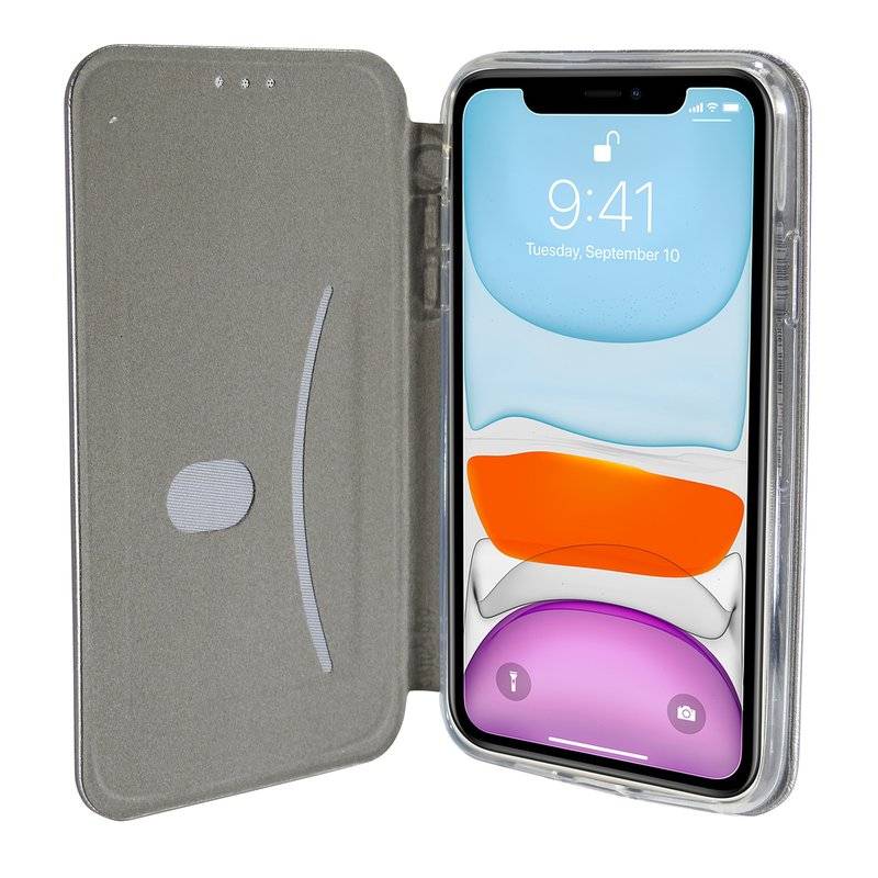 Buch Tasche "Elegance" für iPhone 11 Handy Hülle Etui Brieftasche Schutzhülle mit Standfunktion, Kartenfach Grau
