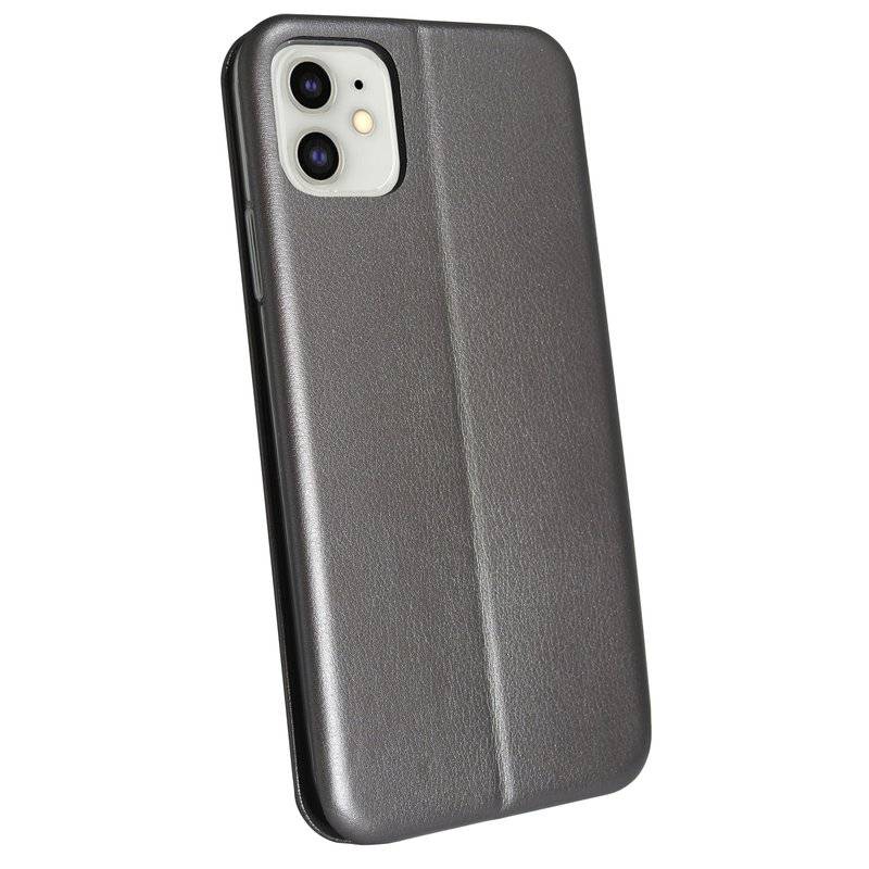 Buch Tasche "Elegance" für iPhone 11 Handy Hülle Etui Brieftasche Schutzhülle mit Standfunktion, Kartenfach Grau