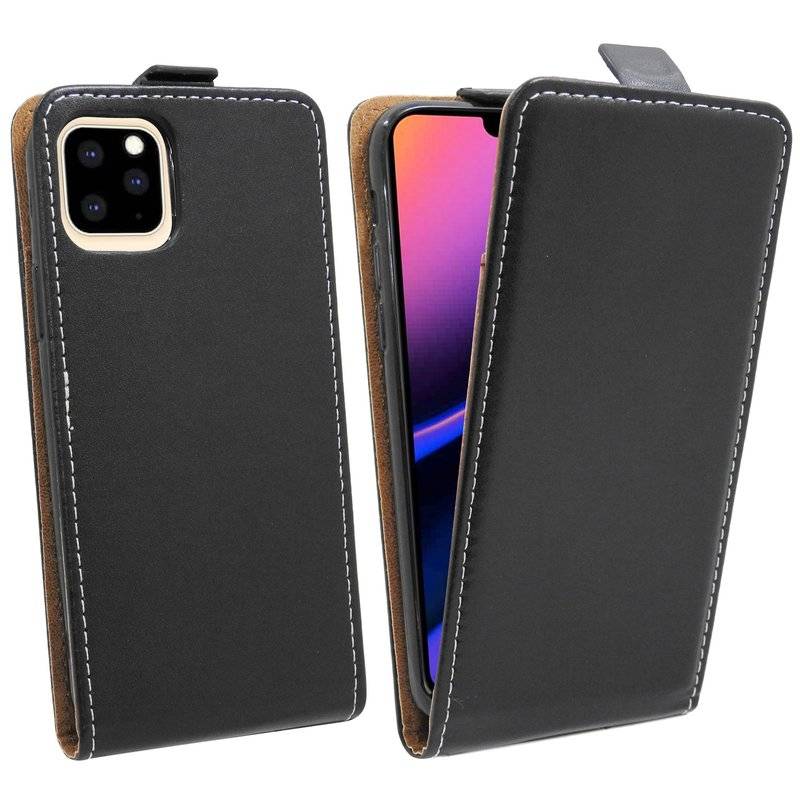 Flip Case kompatibel mit iPhone 11 PRO MAX Handy Tasche vertikal aufklappbar Schutzhülle Klapp Hülle Schwarz