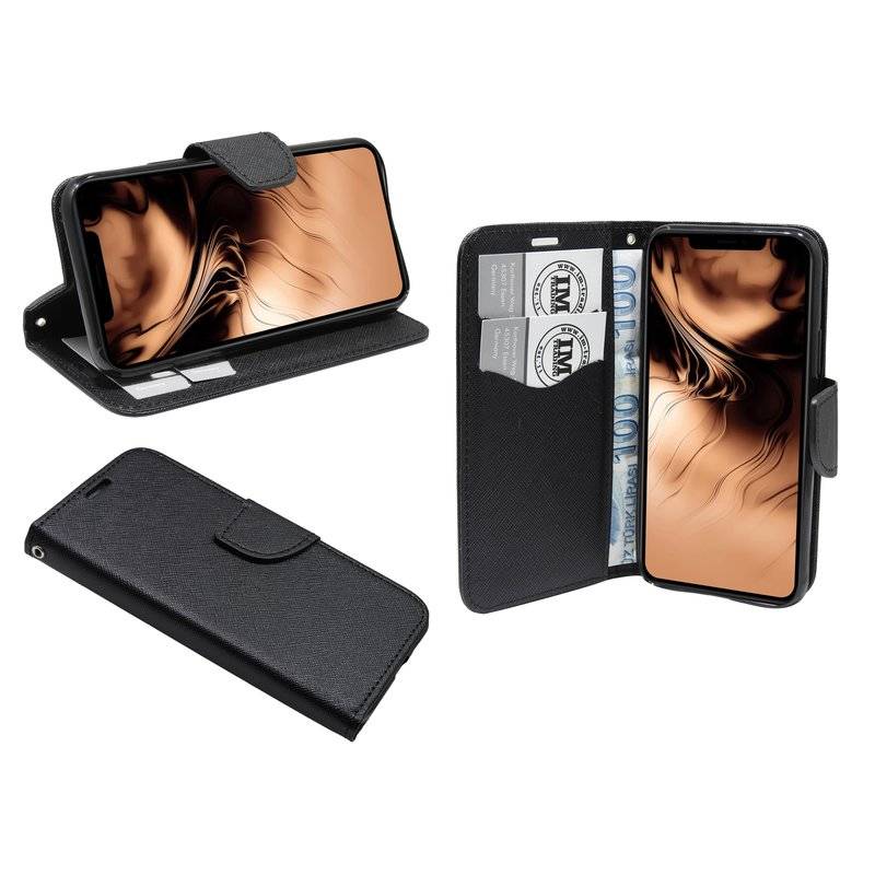 Buch Tasche Fancy für iPhone 11 Handy Hülle Etui Brieftasche Schutzhülle mit Standfunktion, Kartenfach Schwarz