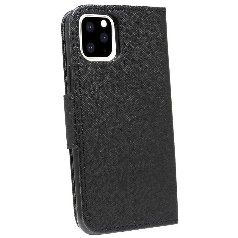 Buch Tasche Fancy für iPhone 11 Handy Hülle Etui Brieftasche Schutzhülle mit Standfunktion, Kartenfach Schwarz