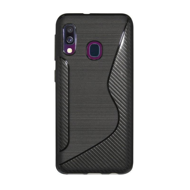S-Line Hülle Bumper für Samsung Galaxy A40 (A405F) Silikonhülle Stoßfest Handyhülle TPU Case Cover Schwarz