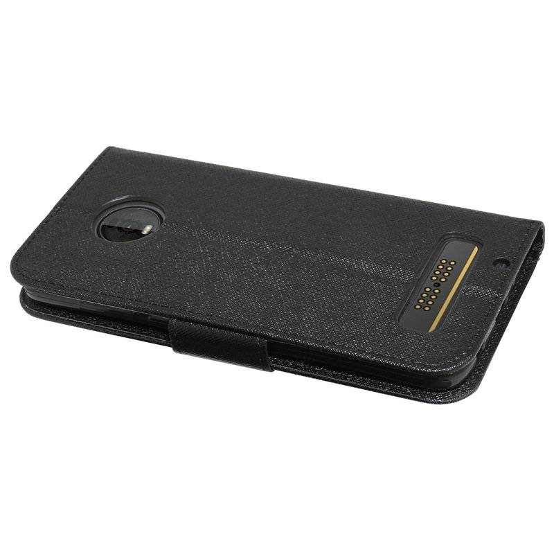 Buch Tasche "Fancy" für MOTOROLA MOTO Z4 Handy Hülle Etui Brieftasche Schutzhülle mit Standfunktion Kartenfach Schwarz