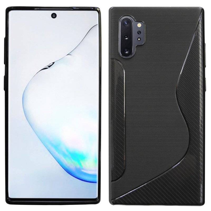 S-Line Hülle Bumper für Samsung Galaxy Note 10 Plus (N975F) Silikonhülle Stoßfest Handyhülle TPU Case Schwarz