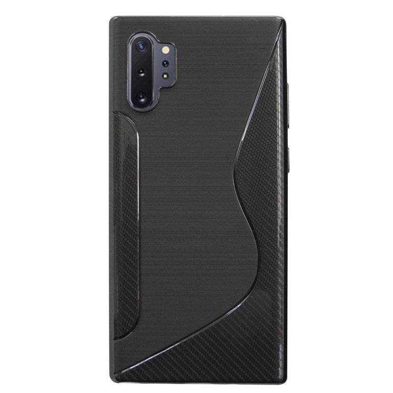 S-Line Hülle Bumper für Samsung Galaxy Note 10 Plus (N975F) Silikonhülle Stoßfest Handyhülle TPU Case Schwarz