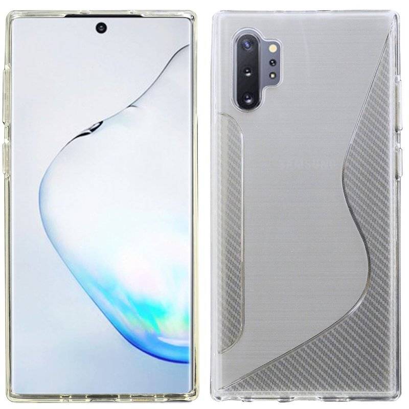 S-Line Hülle Bumper für Samsung Galaxy Note 10 Plus (N975F) Silikonhülle Stoßfest Handyhülle TPU Case Transparent