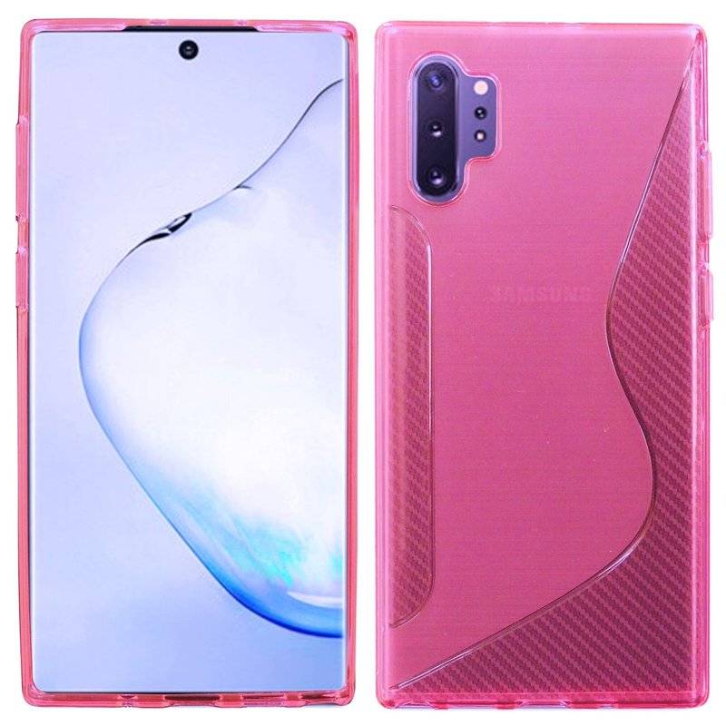 S-Line Hülle Bumper für Samsung Galaxy Note 10 Plus (N975F) Silikonhülle Stoßfest Handyhülle TPU Case Pink