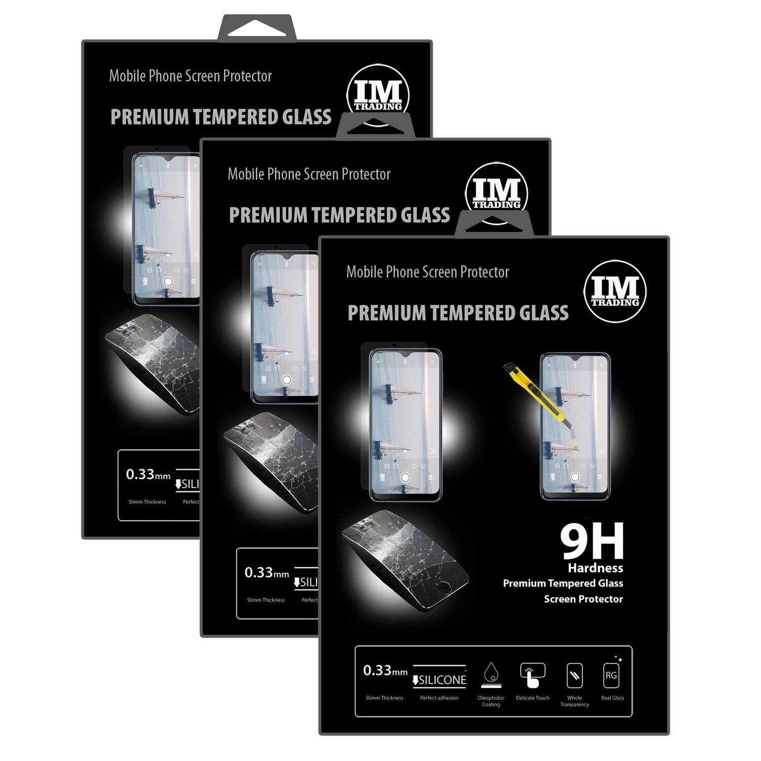 HTC Desire 19+ Plus 3X Schutz Schutz Glas 9H Tempered Glass Display Schutz Folie Display Glas Screen Protector