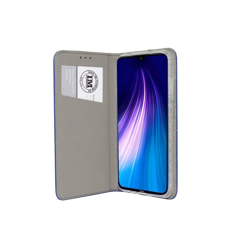 Buch Tasche "Smart" für XIAOMI REDMI NOTE 8 Handy Hülle Etui Brieftasche Schutzhülle mit Standfunktion Blau