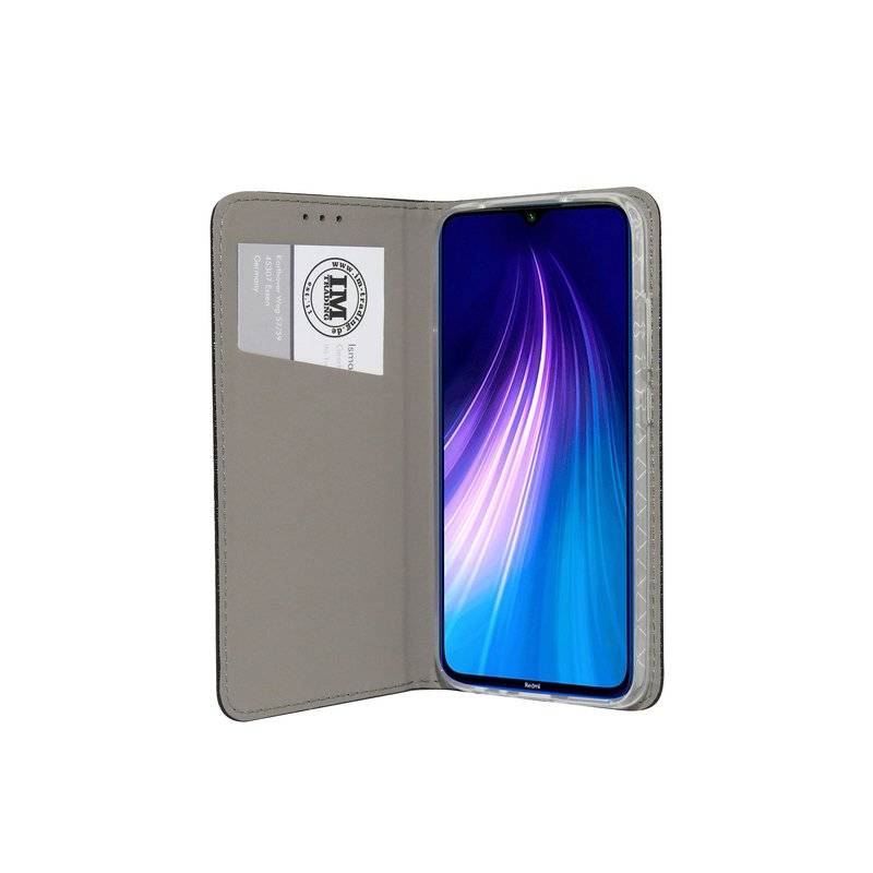 Buch Tasche "Smart" für XIAOMI REDMI NOTE 8 Handy Hülle Etui Brieftasche Schutzhülle mit Standfunktion Schwarz