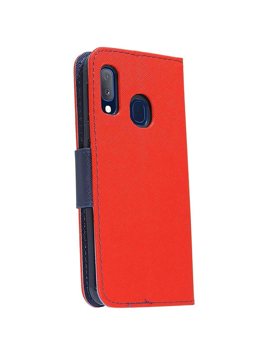 Buch Tasche "Fancy" für SAMSUNG GALAXY A20e (A202F) Handy Hülle Etui Brieftasche Schutzhülle Standfunktion Rot Blau