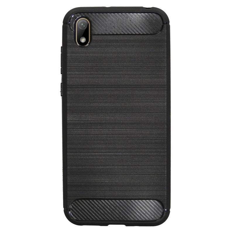 Silikon Hülle Carbon kompatibel mit HUAWEI Y5 2019 Case TPU Soft Handyhülle Cover Schutzhülle Schwarz