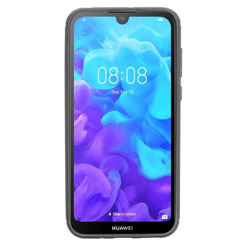 Silikon Hülle Carbon kompatibel mit HUAWEI Y5 2019 Case TPU Soft Handyhülle Cover Schutzhülle Schwarz