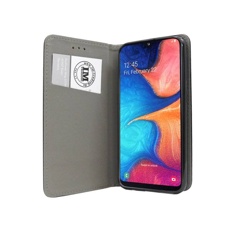 Buch Tasche "Smart" kompatibel mit SAMSUNG GALAXY A20e (A202F) Handy Hülle Etui Brieftasche Schutzhülle in Schwarz