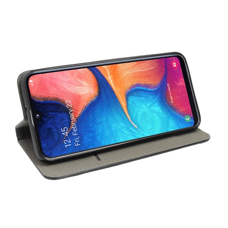 Buch Tasche "Smart" kompatibel mit SAMSUNG GALAXY A20e (A202F) Handy Hülle Etui Brieftasche Schutzhülle in Schwarz