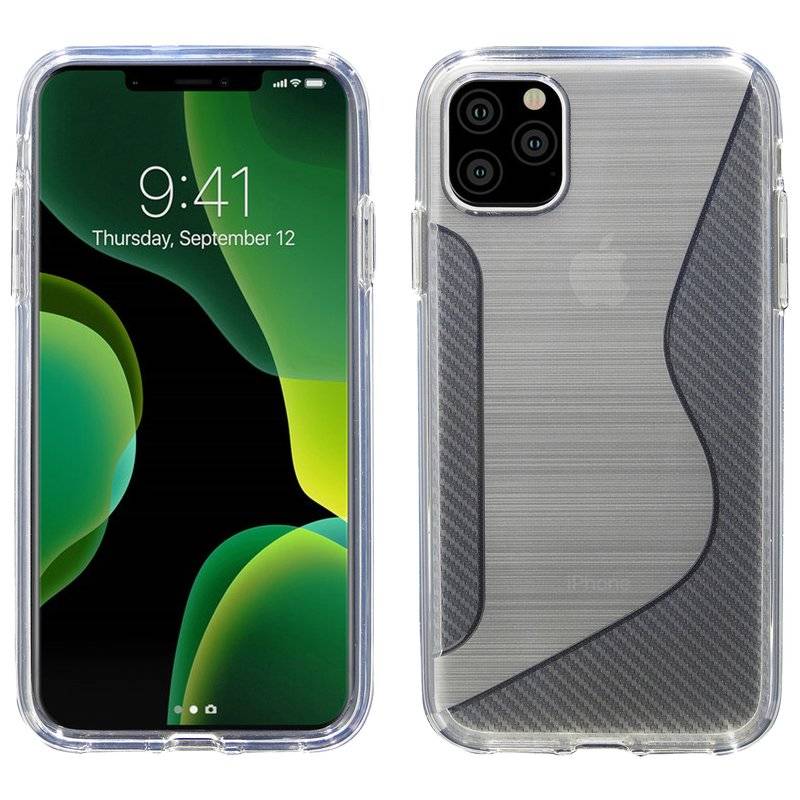 S-Line Hülle Bumper für iPhone 11 Pro Silikonhülle Stoßfest Handyhülle TPU Case Cover in Transparent