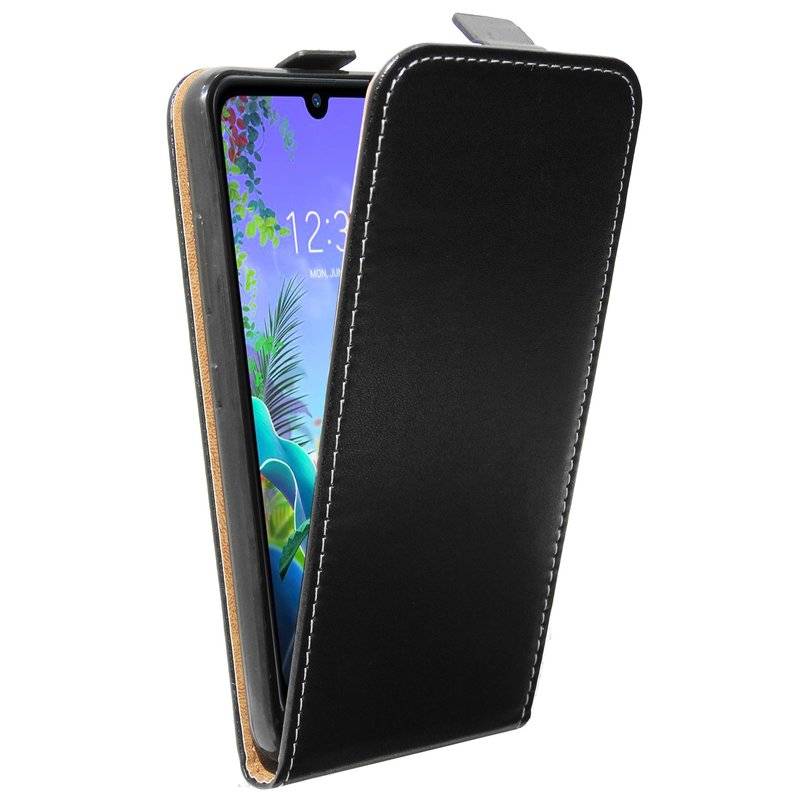 Flip Case kompatibel mit LG Q60 Handy Tasche vertikal aufklappbar Schutzhülle Klapp Hülle Schwarz