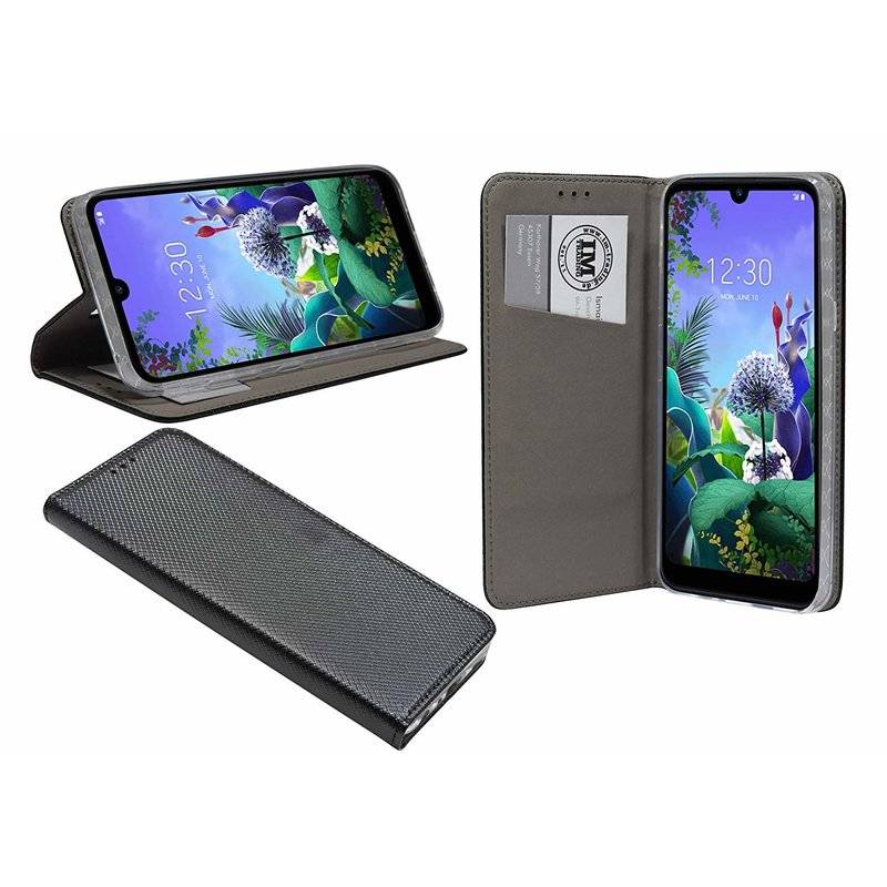 Buch Tasche "Smart" für LG K50 Handy Hülle Etui Brieftasche Schutzhülle mit Standfunktion, Kartenfach Schwarz