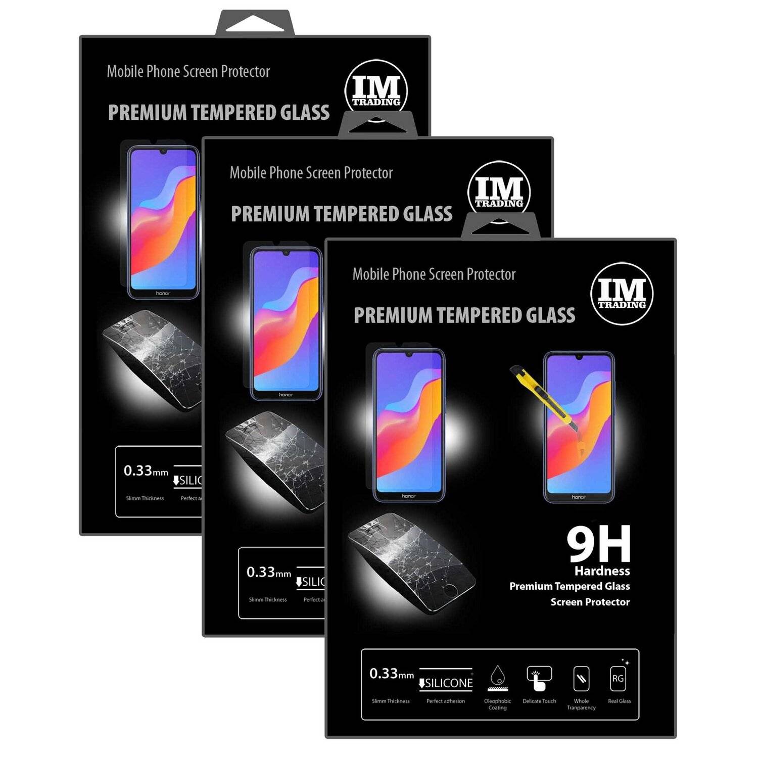 3X Schutz Schutz Glas 9H Tempered Glass Display Schutz Folie Display Glas Screen Protector für Honor Play 8A