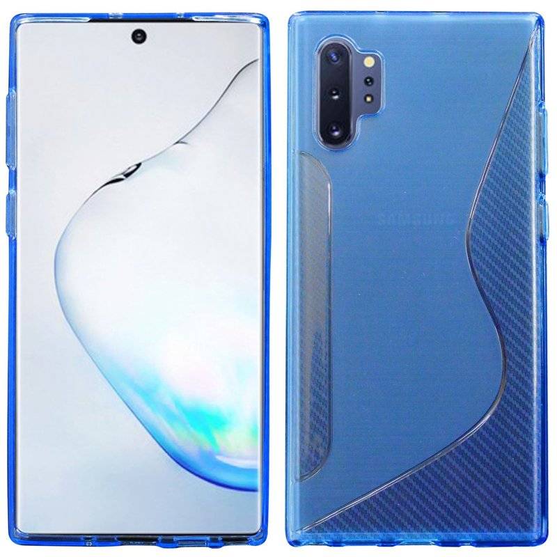 S-Line Hülle Bumper für Samsung Galaxy Note 10 Plus (N975F) Silikonhülle Stoßfest Handyhülle TPU Case Blau