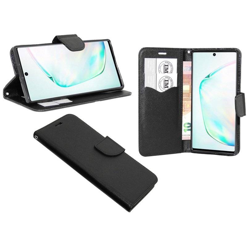 Buch Tasche "Fancy" für SAMSUNG GALAXY NOTE 10 PLUS (N975F) Handy Hülle Etui Brieftasche Schutzhülle Schwarz