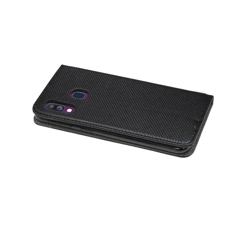 Buch Tasche "Smart" kompatibel mit SAMSUNG GALAXY A40 (A405F) Handy Hülle Etui Schutzhülle mit Standfunktion Schwarz