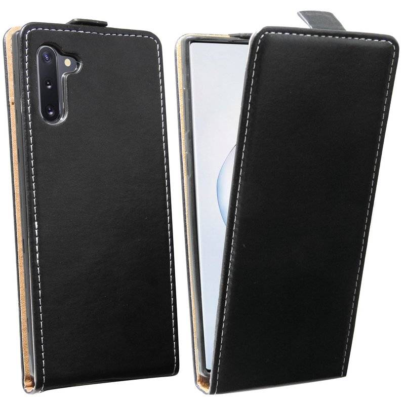 Flip Case für SAMSUNG GALAXY NOTE 10 (N970F) Handy Tasche vertikal aufklappbar Schutzhülle Klapp Hülle Schwarz