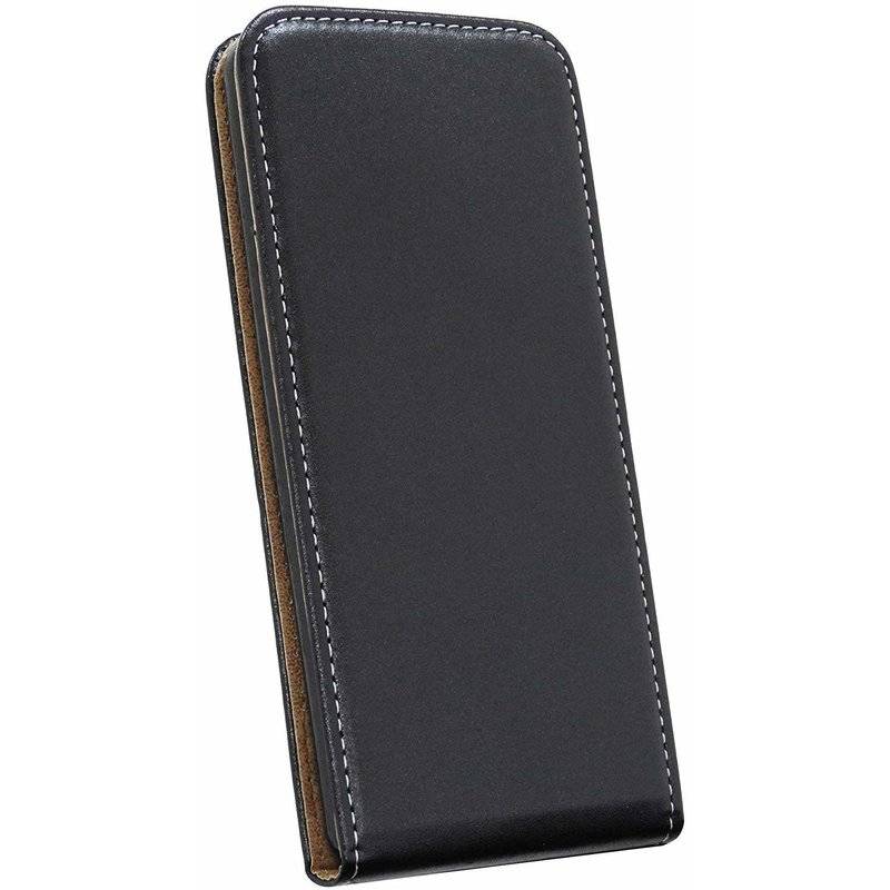 Samsung Galaxy J6 Plus Flip Case Handy Tasche vertikal Schutzhülle Klapp Hülle + 9H Schutzglas Echt Glas Schwarz