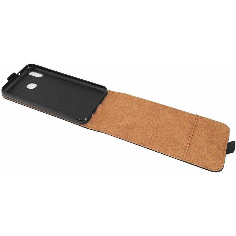 Samsung Galaxy J6 Plus Flip Case Handy Tasche vertikal Schutzhülle Klapp Hülle + 9H Schutzglas Echt Glas Schwarz