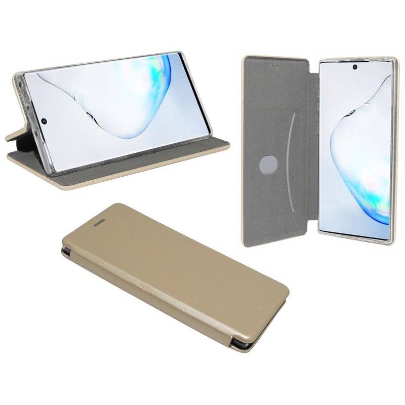 SAMSUNG GALAXY NOTE 10 (N970F) Buch Tasche "Elegance" Handy Hülle Brieftasche Schutzhülle Standfunktion Gold
