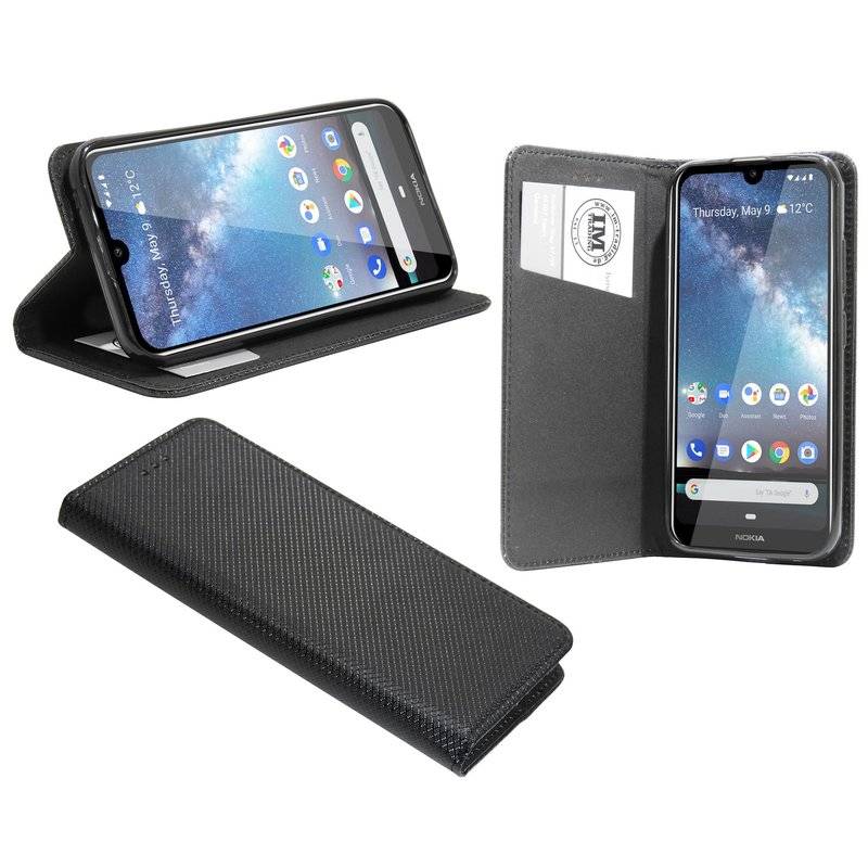 Buch Tasche "Smart" für NOKIA 2.2 Handy Hülle Etui Brieftasche Schutzhülle mit Standfunktion, Kartenfach Schwarz