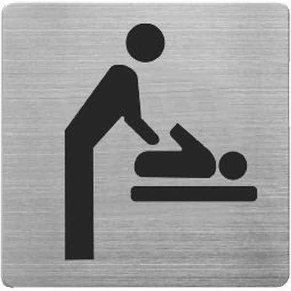 Piktogramm matt gebürsteter Edelstahl Wickelraum 90x90mm silber