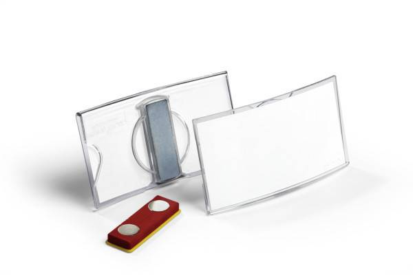 DURABLE - Namensschild - für 40 x 75 mm - Clip, Magnet, Nadel - durchsichtig (Packung mit 25)