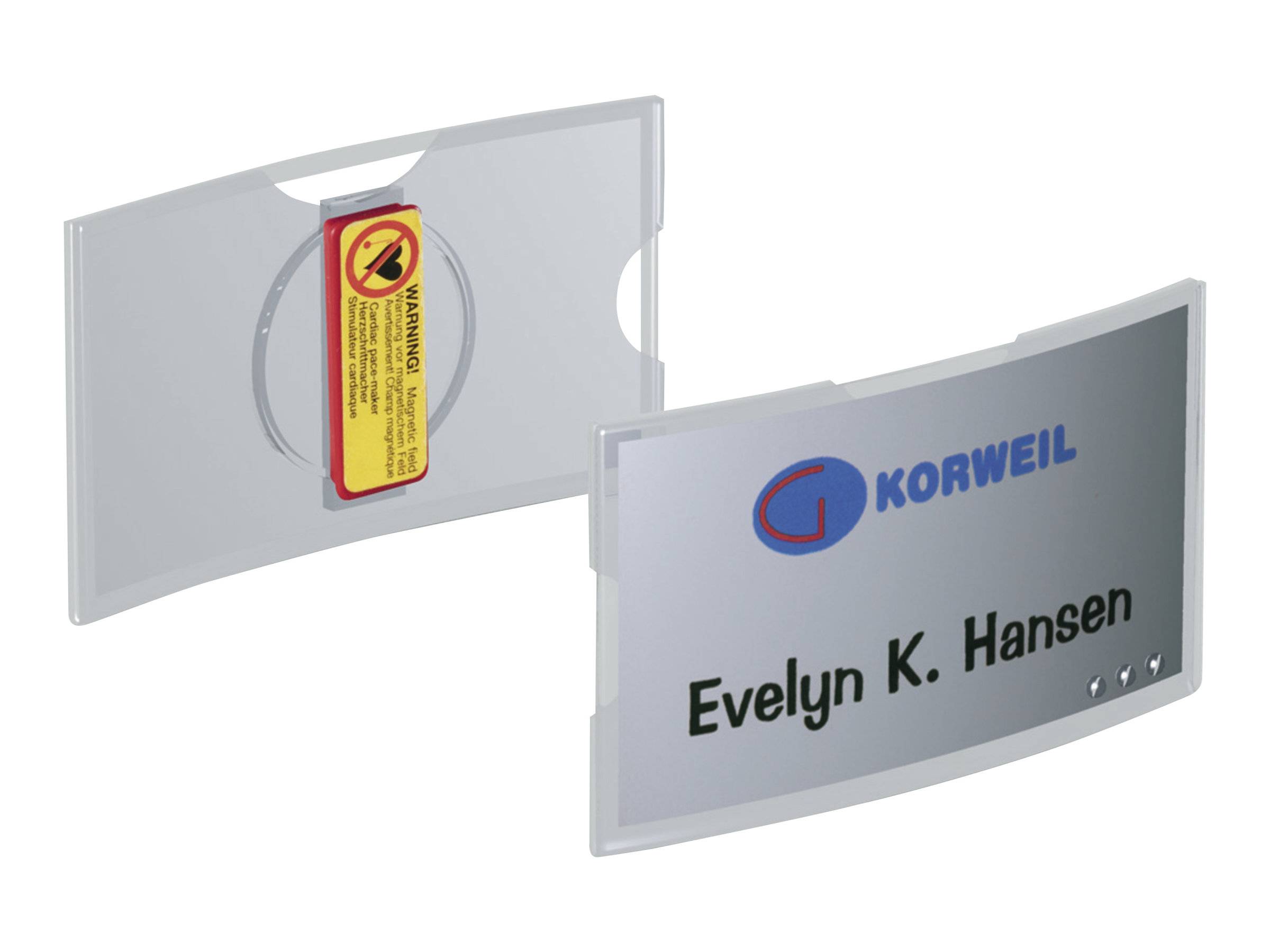 DURABLE - Namensschild - für 40 x 75 mm - Clip, Magnet, Nadel - durchsichtig (Packung mit 25)