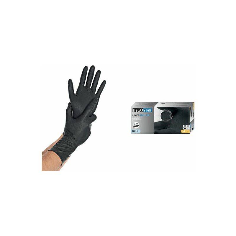 HYGOSTAR Nitril-Handschuh "POWER GRIP LONG", XL, schwarz