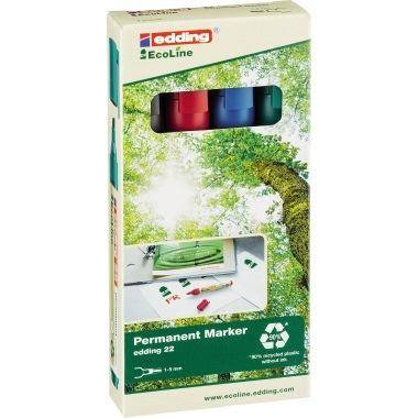 edding Permanentmarker 22 EcoLine 1-5mm farbig sortiert 4 St./Pack.