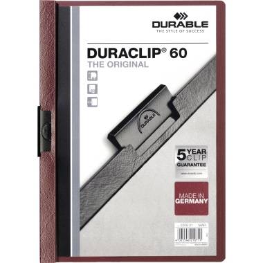 DURABLE Klemmmappe DURACLIP 60 220931 DIN A4 Hartfolie aubergine