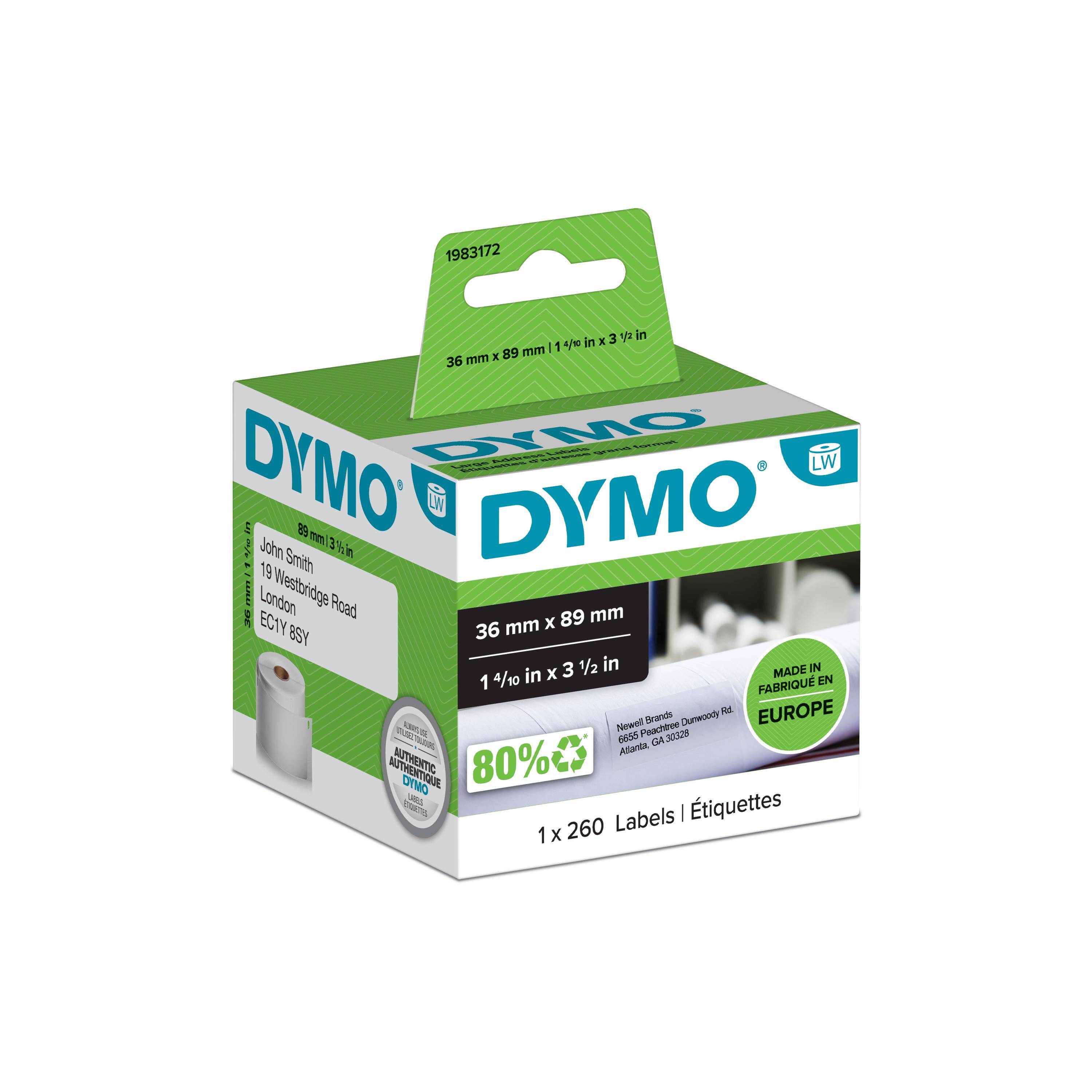 DYMO LabelWriter Large - Selbstklebend - weiß - 89 x 36 mm 260 Etikett(en) (1 Rolle(n)
