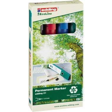 edding Permanentmarker 21 EcoLine 1,5-3mm farbig sortiert 4 St./Pack.