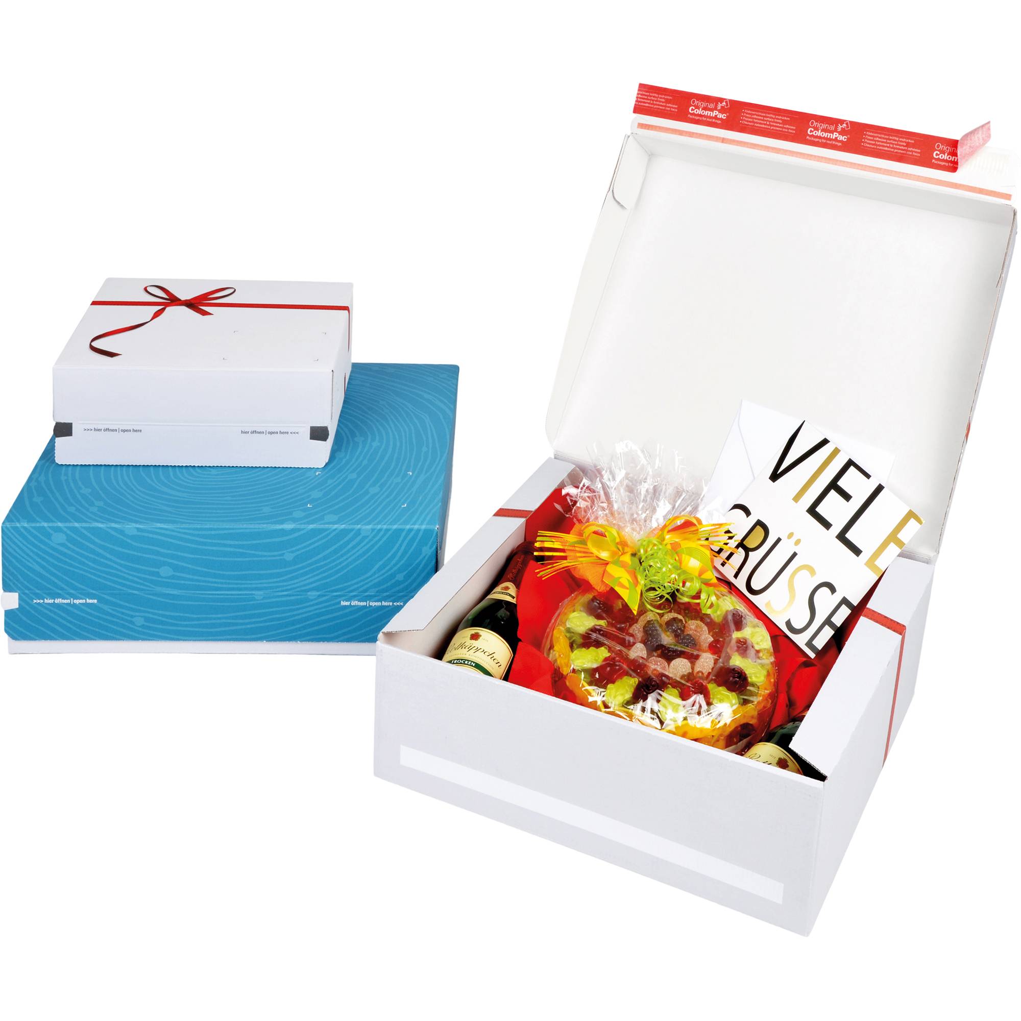 ColomPac Geschenkbox Small CP068.92/02 rote Schleife weiß