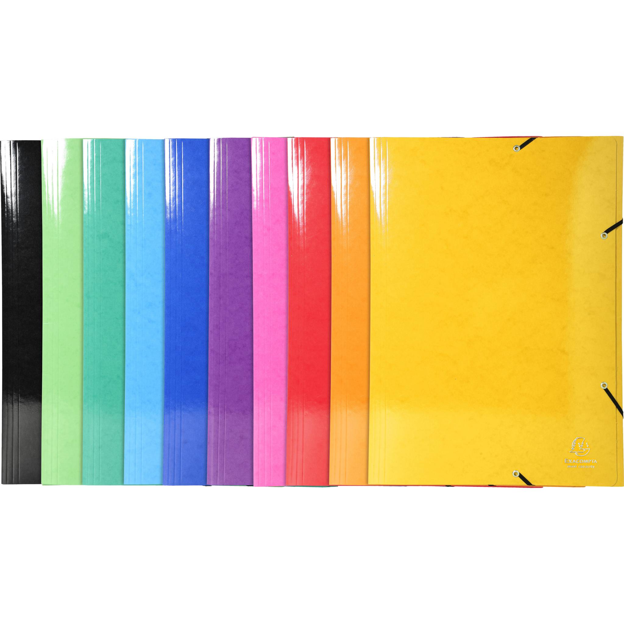 Exacompta 10x Sammelmappe +3 Klappen Gummizug MAXI Karton für A3 sortiert 59829E