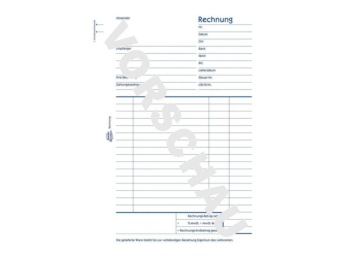 Avery Zweckform - Rechnungsformular - 100 Blatt