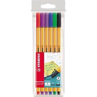 STABILO Fineliner ® point 88® 0,4mm farbig sortiert 6 St./Pack.