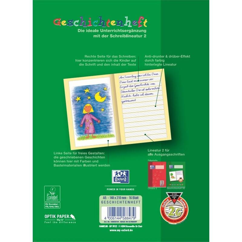 Oxford Geschichtenheft, DIN A5, Lineatur: 2 G / 2. Schuljahr