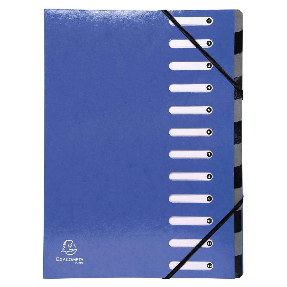 Exacompta 8x Ordnungsmappe Harmonika dehnbar Karton 12 Fächer sortiert 53929E